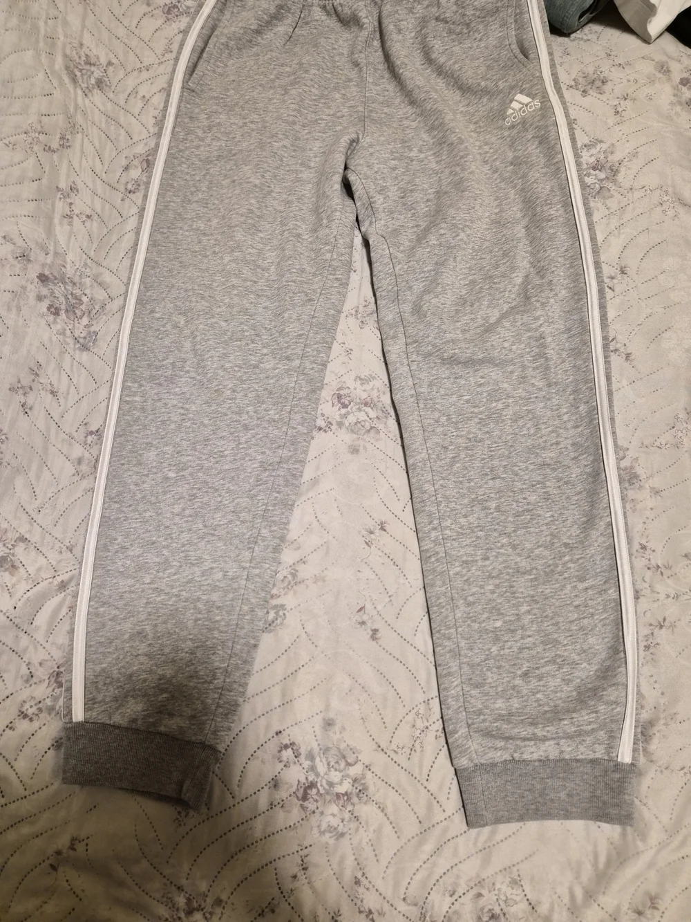Adidas Grey Essentials 3-Stripe Joggers - Picture 3 of 7